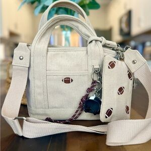 Stylish Cream Handbag with Football Design